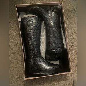 Hello Kitty Boots Size 8- Shimmery Black Boots